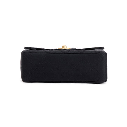 Chanel Black Quilted Satin Classic Square Mini Flap Bag