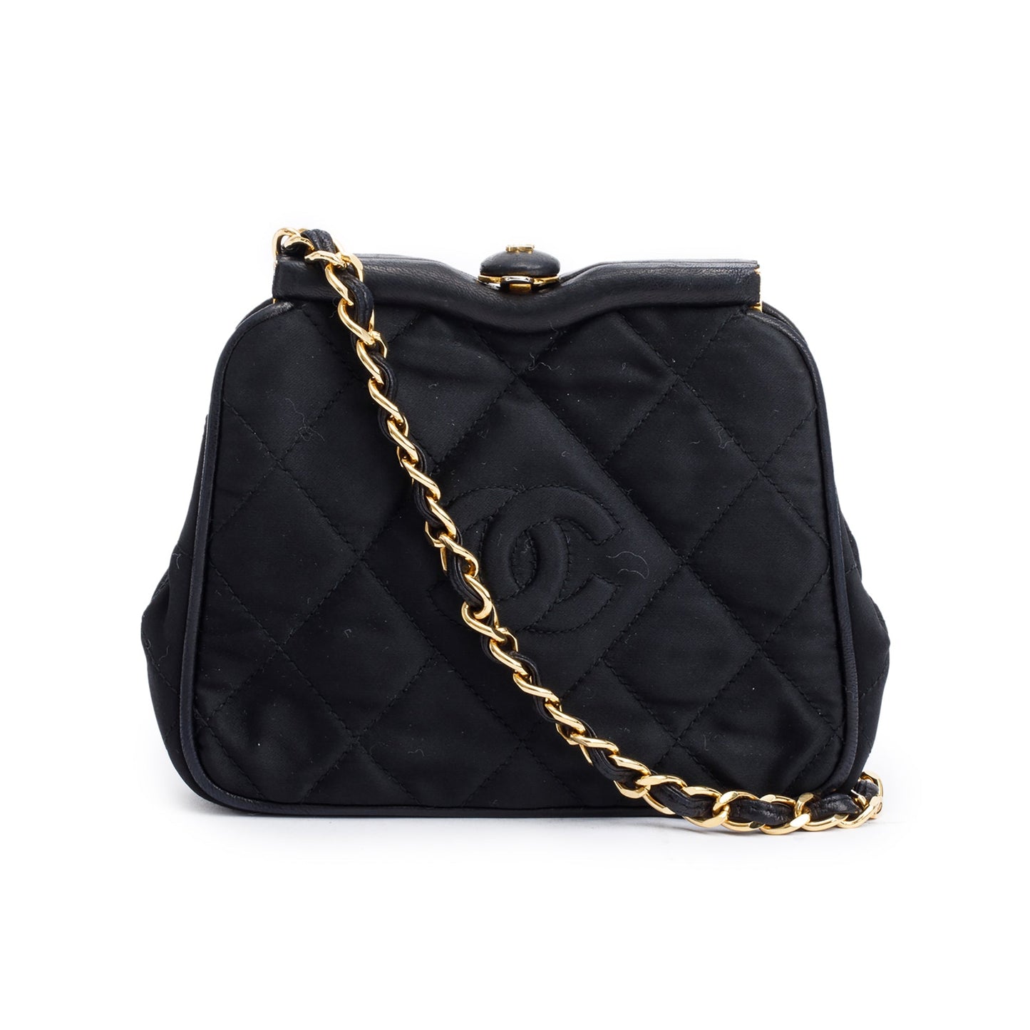 Chanel Black Quilted Satin Tassel CC Timeless Frame Shoulder Bag/Waist Bag