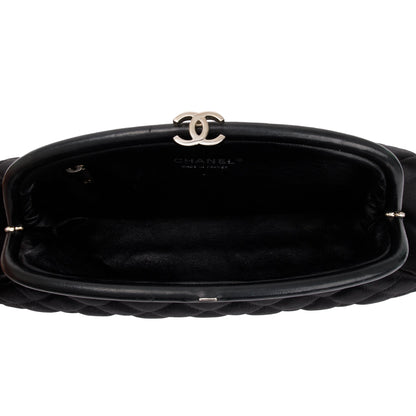 Chanel Black Quilted Satin Timeless Frame Clutch