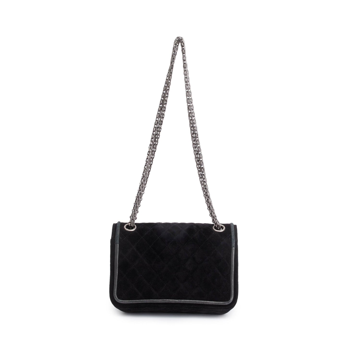 Chanel Black Quilted Suede 2.55 Reissue Mini Square Double Flap Bag