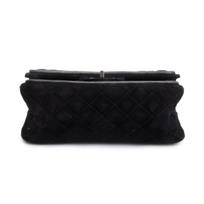 Chanel Black Quilted Suede 2.55 Reissue Mini Square Double Flap Bag
