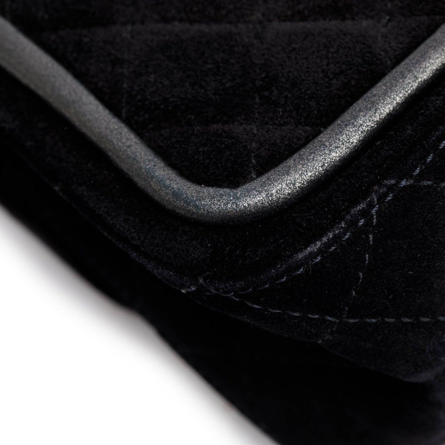 Chanel Black Quilted Suede 2.55 Reissue Mini Square Double Flap Bag