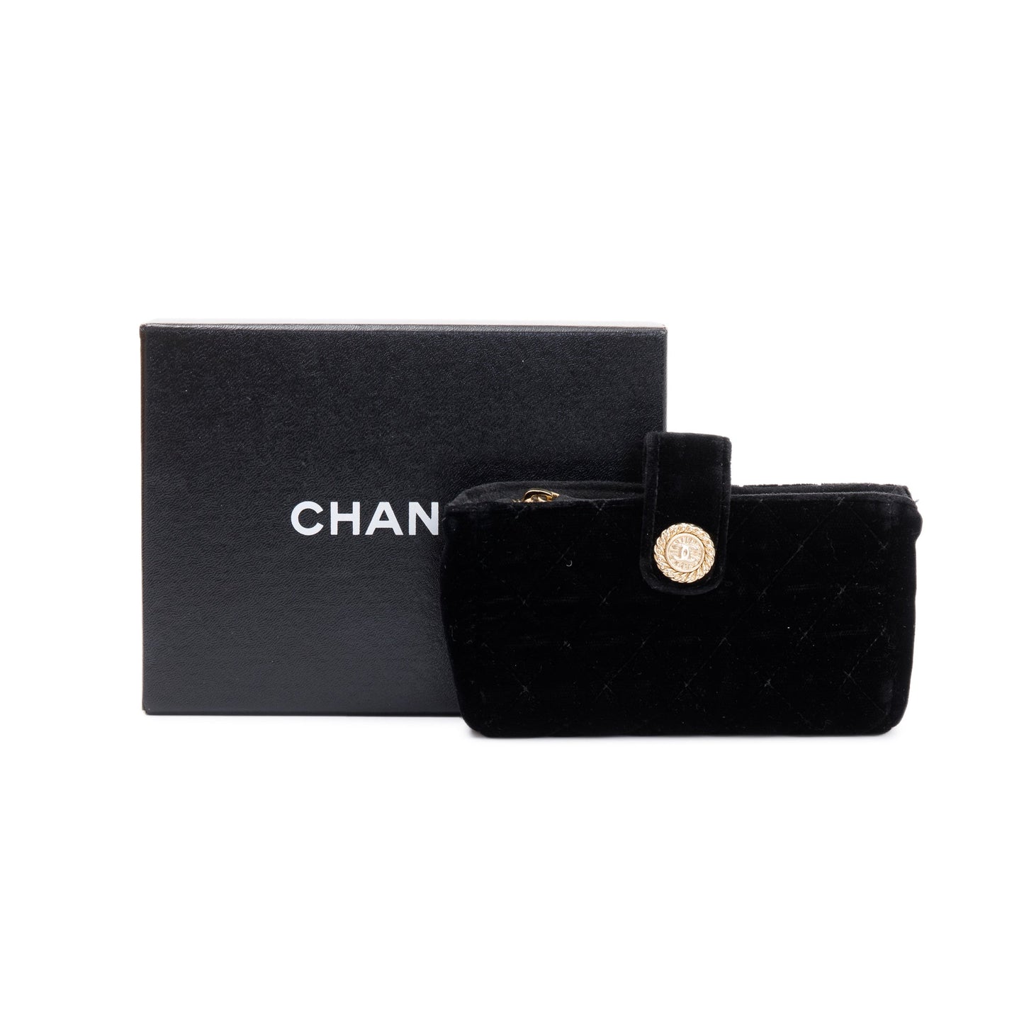 Chanel Black Velvet O-Phone Holder Pouch