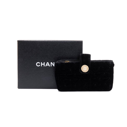 Chanel Black Velvet O-Phone Holder Pouch