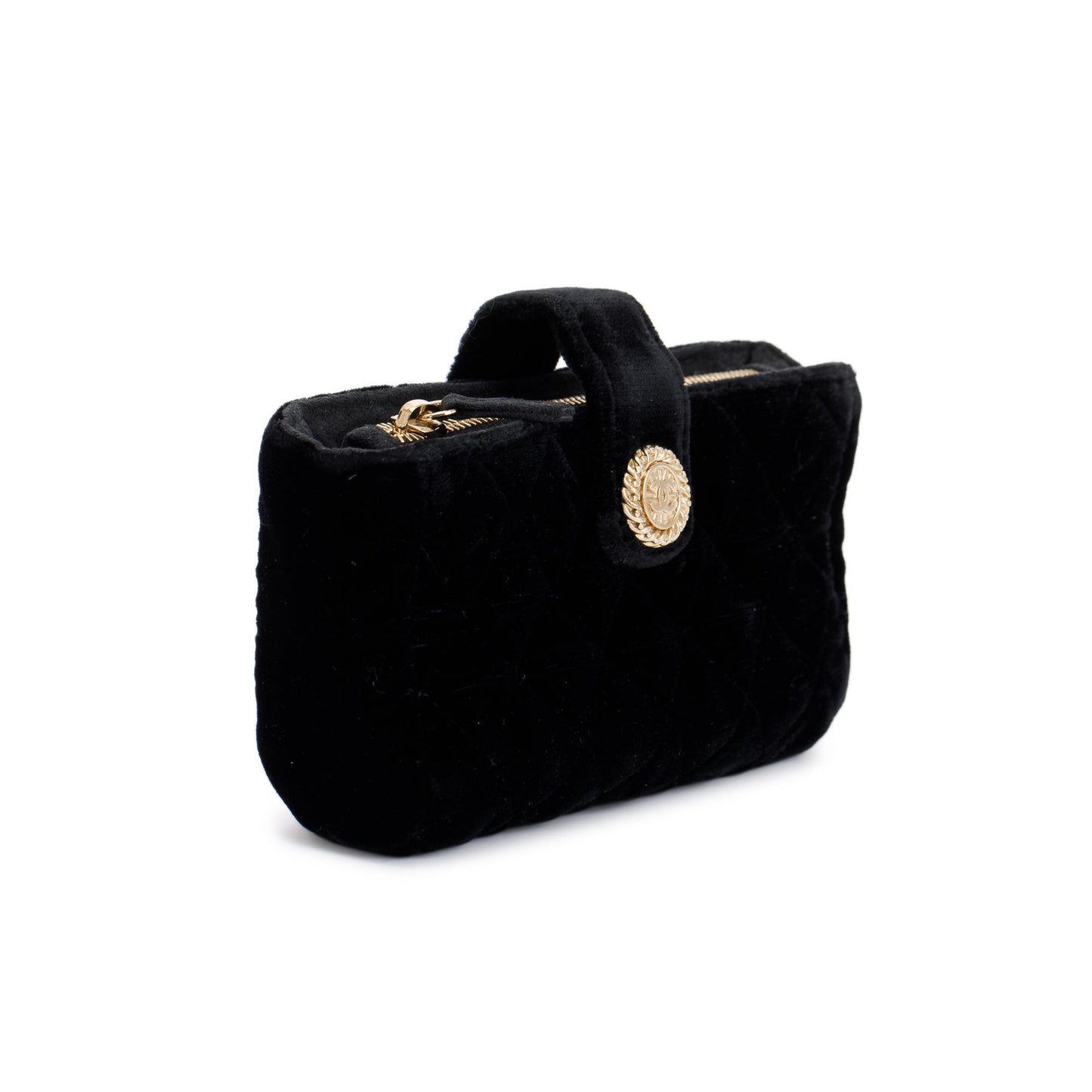 Chanel Black Velvet O-Phone Holder Pouch