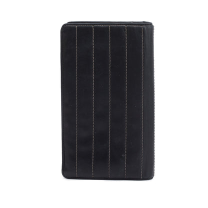 Chanel Black Vertical Quilt Lambskin Leather Interlocking CC Long Bifold Wallet