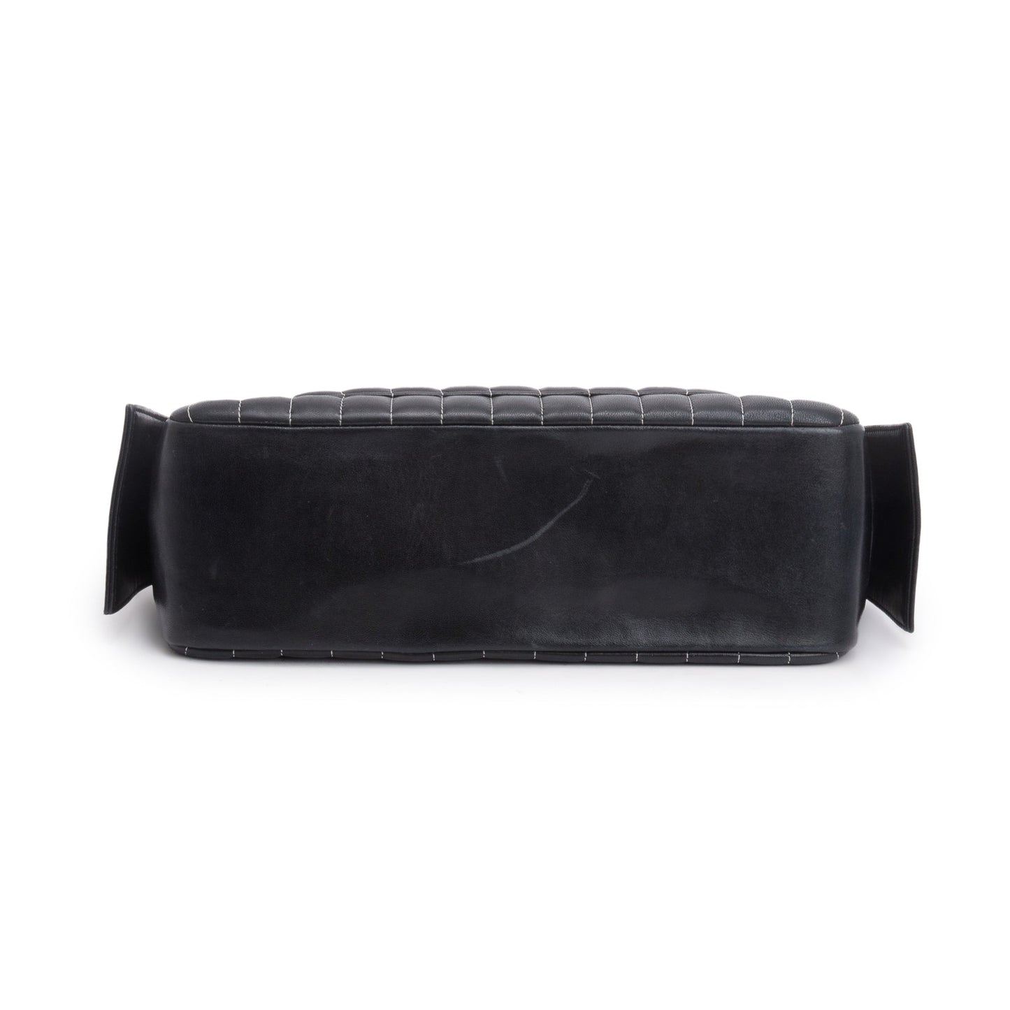 Chanel Black Vertical Quilt Lambskin Leather Mademoiselle Bowling Bag