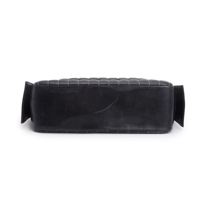 Chanel Black Vertical Quilt Lambskin Leather Mademoiselle Bowling Bag