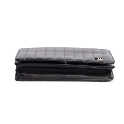 Chanel Black Vertical Quilted Lambskin Leather Wallet on Chain