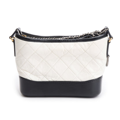 Chanel Black & White Aged Calfskin Leather Small Gabrielle Hobo