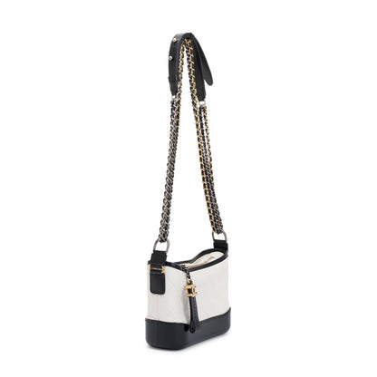 Chanel Black & White Aged Calfskin Leather Small Gabrielle Hobo