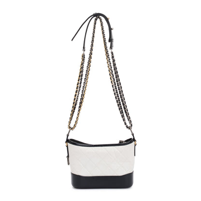 Chanel Black & White Aged Calfskin Leather Small Gabrielle Hobo