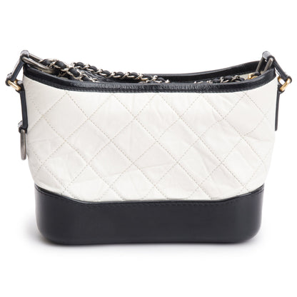 Chanel Black & White Aged Calfskin Leather Small Gabrielle Hobo