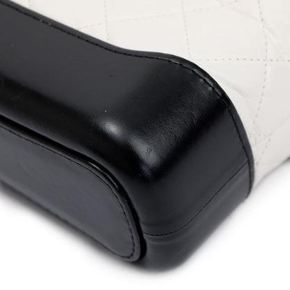 Chanel Black & White Aged Calfskin Leather Small Gabrielle Hobo