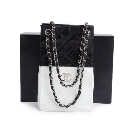 Chanel Black/White Quilted Calfskin Leather Bicolor Vertical Tote