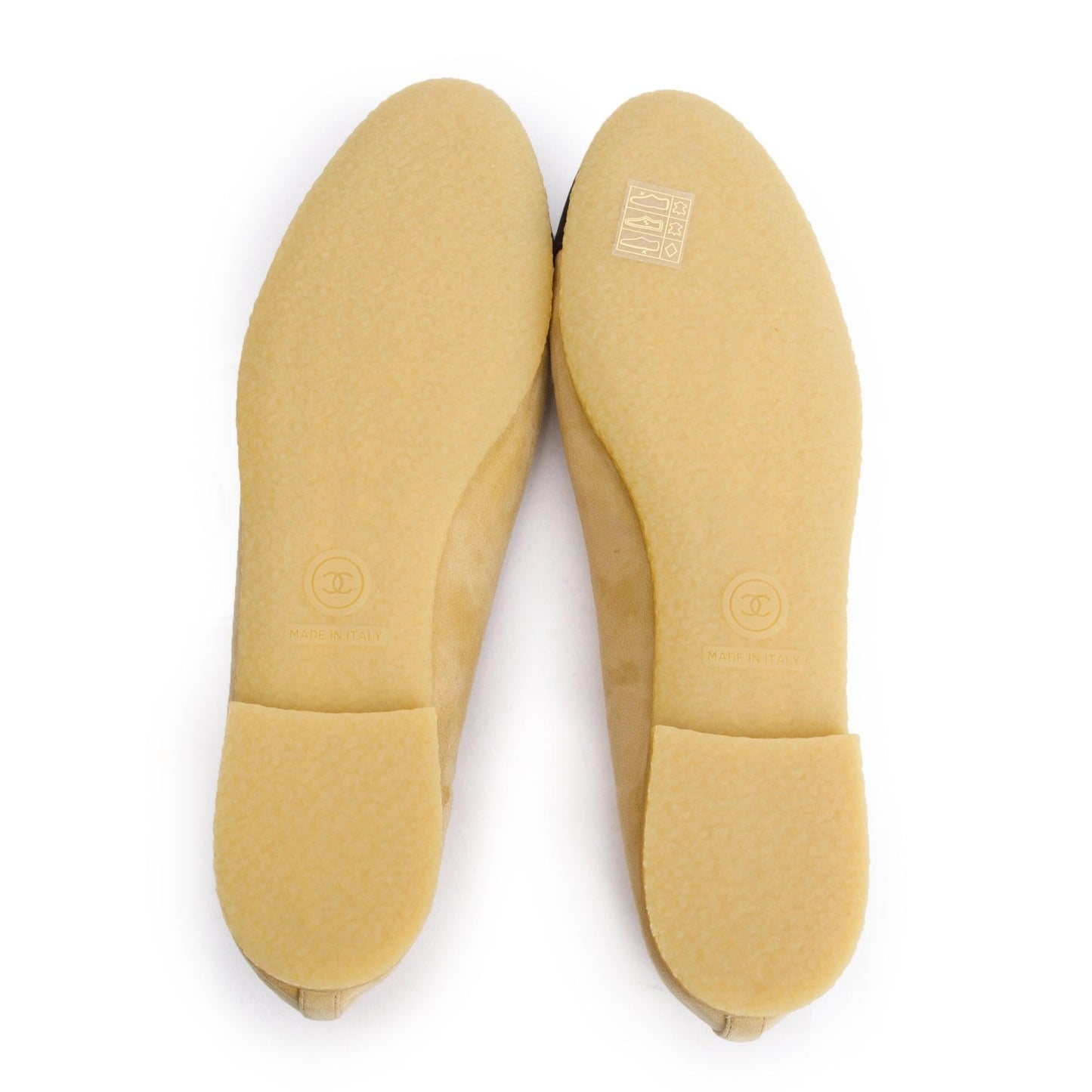 Chanel Black/Yellow Suede Kidskin Interlocking CC Logo Bow Flats, Size 40