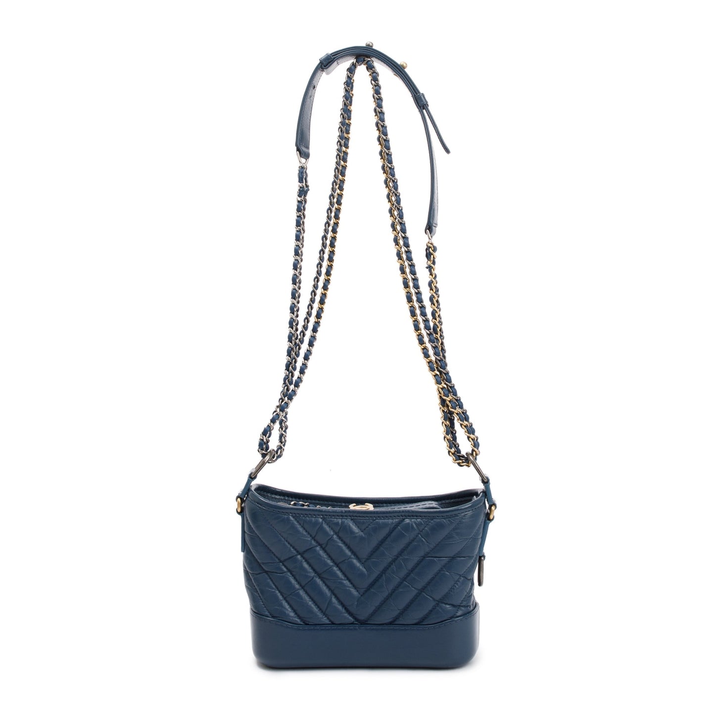 Chanel Blue Calfskin Leather Small Gabrielle Hobo