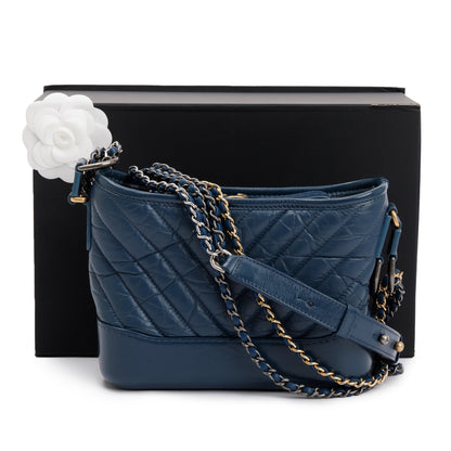 Chanel Blue Calfskin Leather Small Gabrielle Hobo