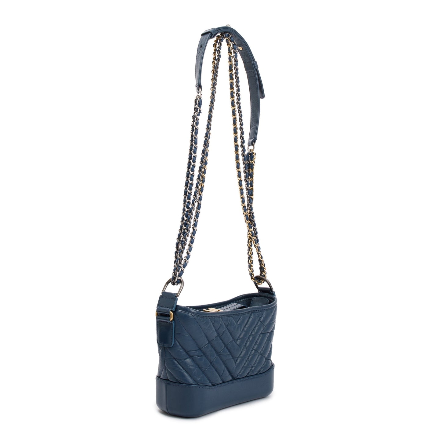 Chanel Blue Calfskin Leather Small Gabrielle Hobo