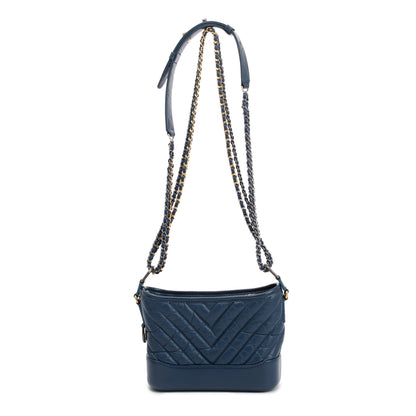 Chanel Blue Calfskin Leather Small Gabrielle Hobo