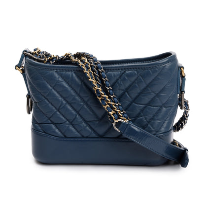 Chanel Blue Calfskin Leather Small Gabrielle Hobo