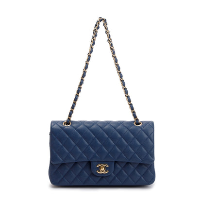 Chanel Blue Caviar Leather Classic Medium Double Flap Bag