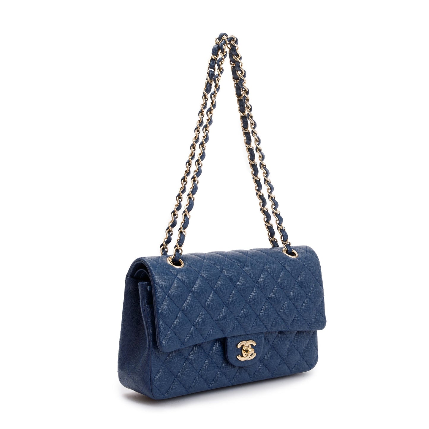 Chanel Blue Caviar Leather Classic Medium Double Flap Bag