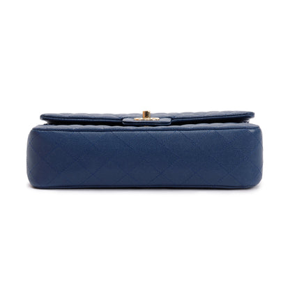 Chanel Blue Caviar Leather Classic Medium Double Flap Bag