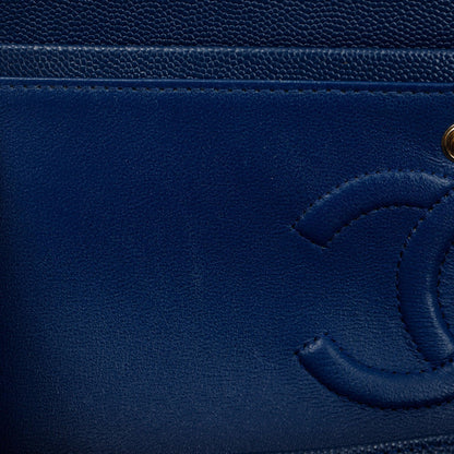 Chanel Blue Caviar Leather Classic Medium Double Flap Bag
