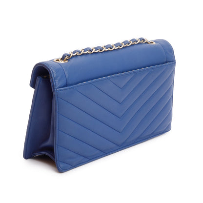 Chanel Blue Chevron Calfskin Leather Coco Envelope Flap Bag