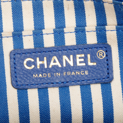 Chanel Blue Chevron Calfskin Leather Coco Envelope Flap Bag