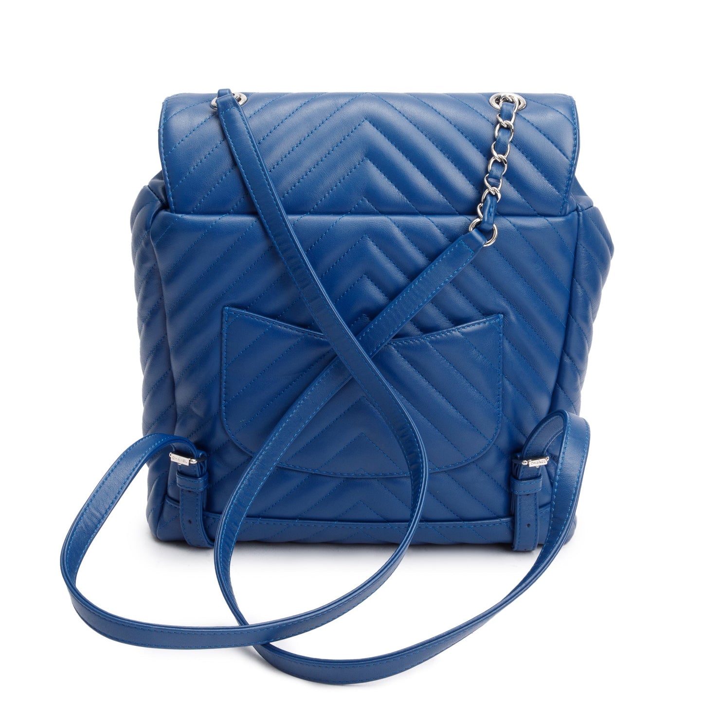 Chanel Blue Chevron Quilted Lambskin Leather Small Urban Spirit Backpack