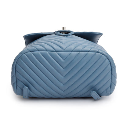 Chanel Blue Chevron Quilted Lambskin Leather Small Urban Spirit Backpack