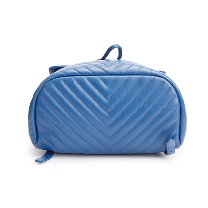 Chanel Blue Chevron Quilted Lambskin Leather Small Urban Spirit Backpack