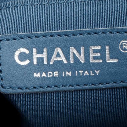 Chanel Blue Chevron Quilted Lambskin Leather Small Urban Spirit Backpack