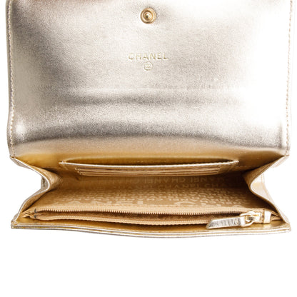Chanel Blue Denim CC Gusset Flap Wallet
