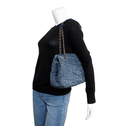 Chanel Blue Denim Camellia Tote Bag