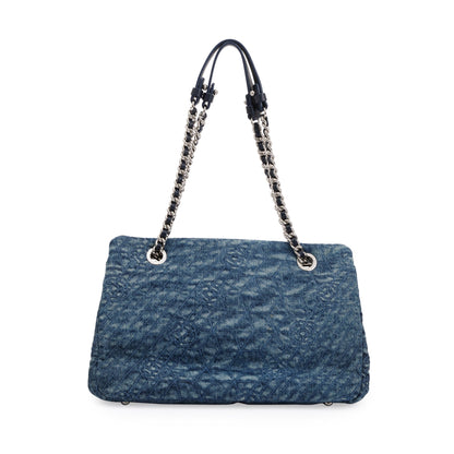Chanel Blue Denim Camellia Tote Bag