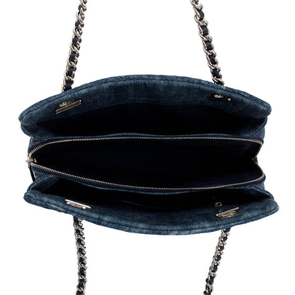 Chanel Blue Denim Camellia Tote Bag