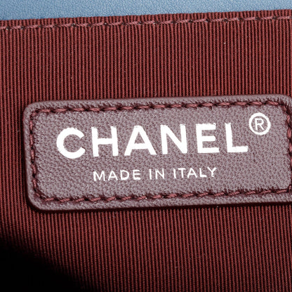 Chanel Blue Horizontal Quilted Lambskin Leather Medium Boy Bag