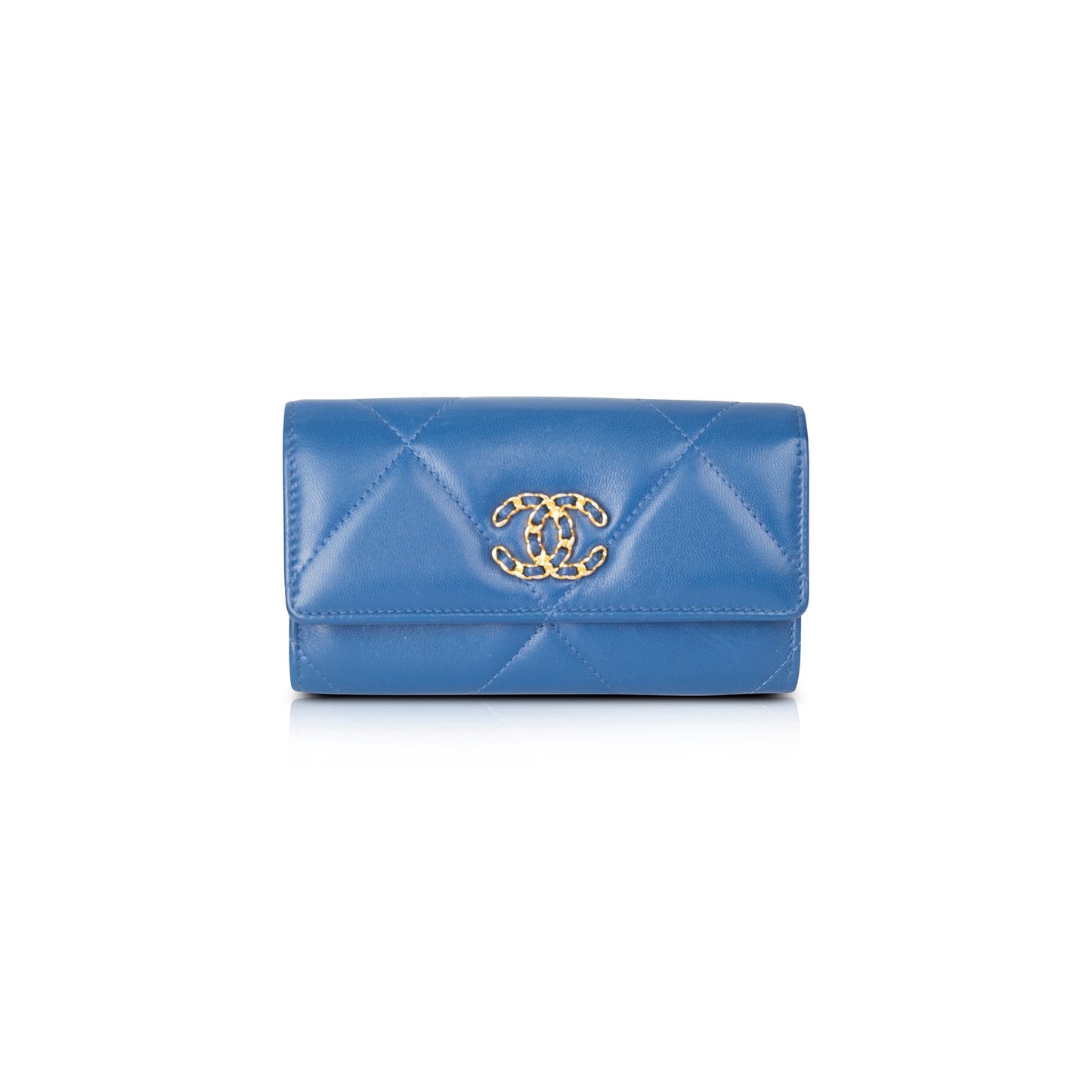 Chanel Blue Lambskin 19 Flap Wallet