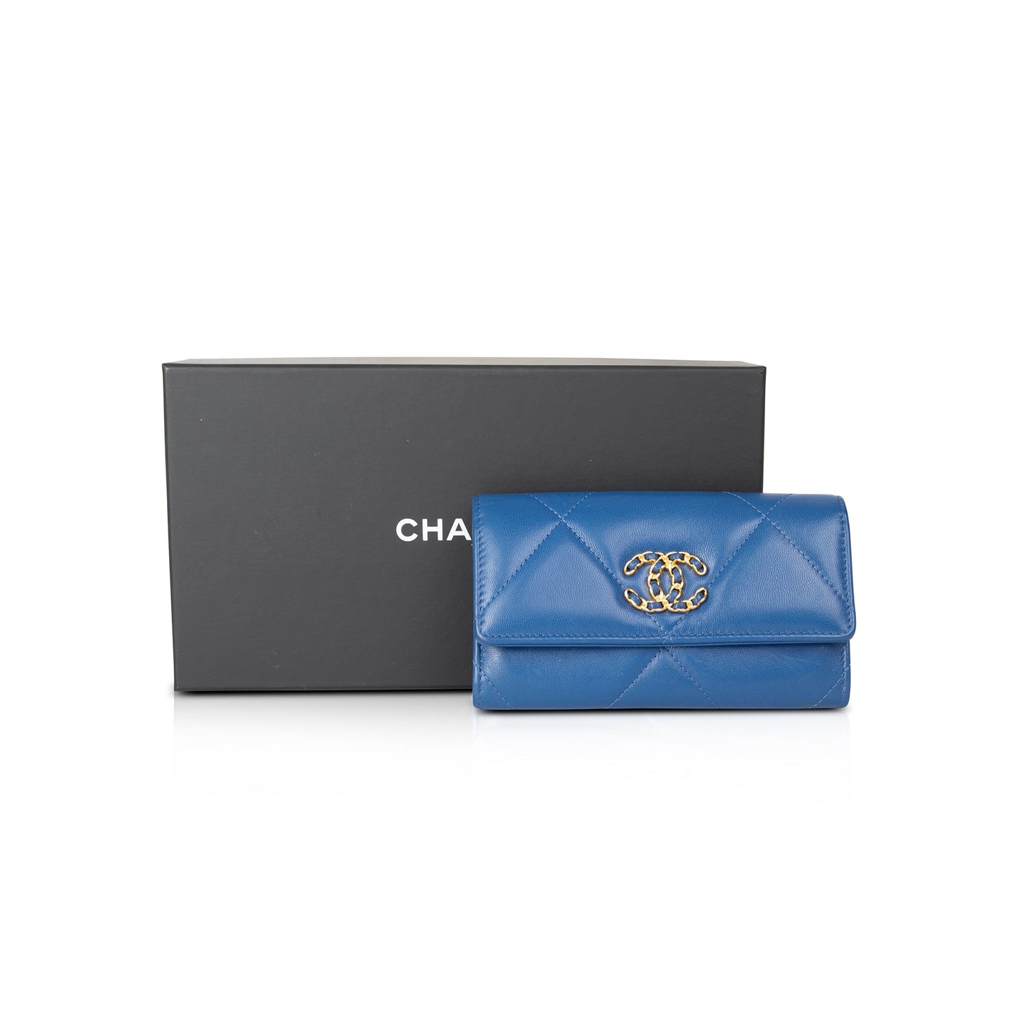 Chanel Blue Lambskin 19 Flap Wallet