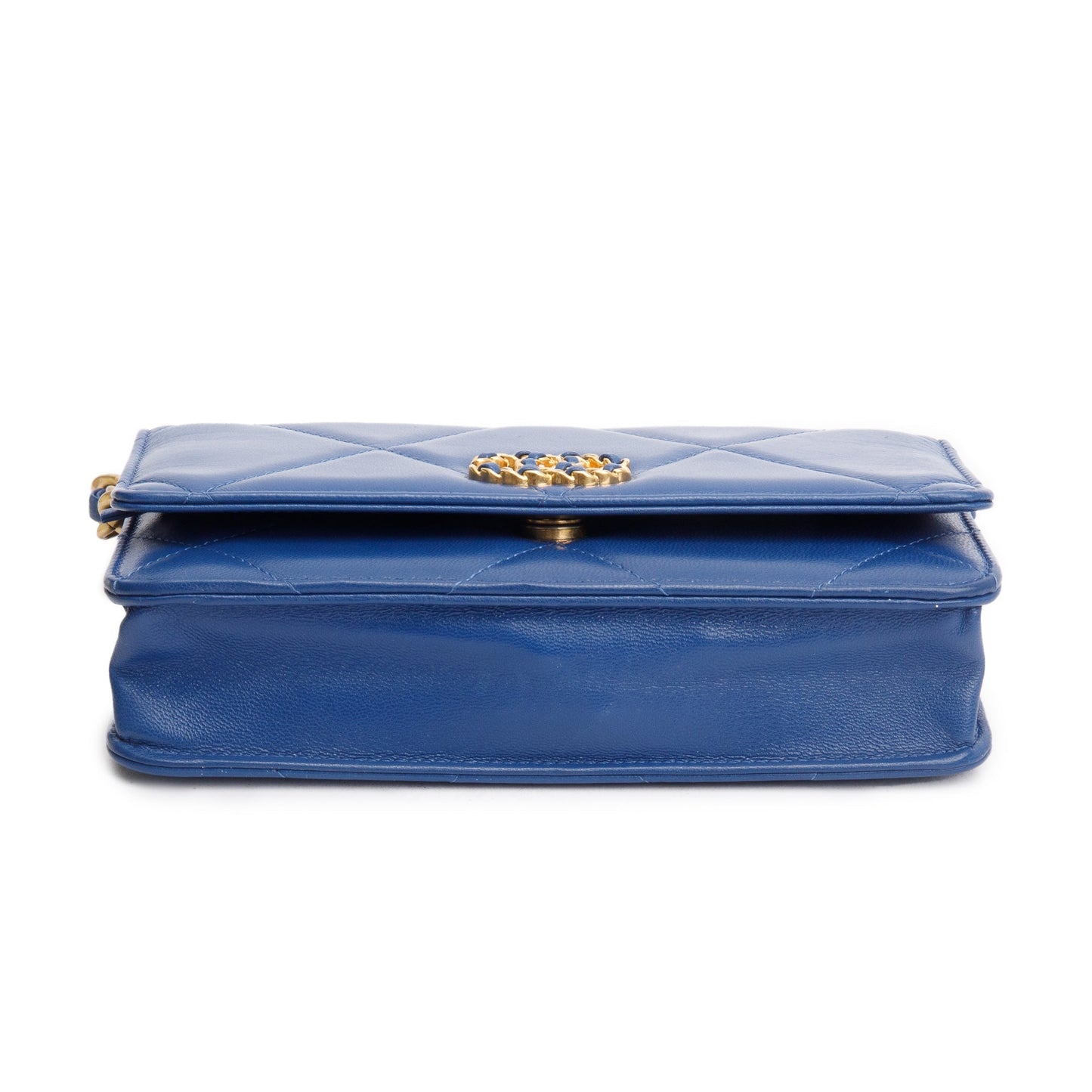 Chanel Blue Lambskin Leather 19 Wallet On Chain