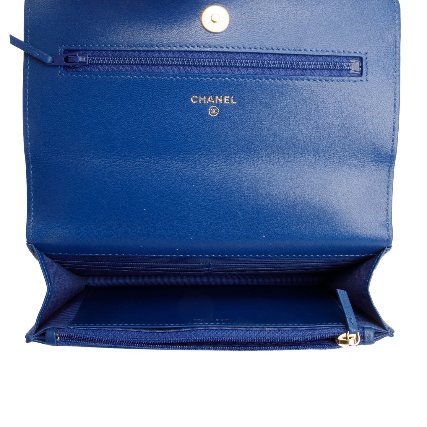 Chanel Blue Lambskin Leather 19 Wallet On Chain
