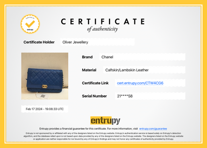 Chanel Blue Lambskin Leather Boy Wallet on Chain