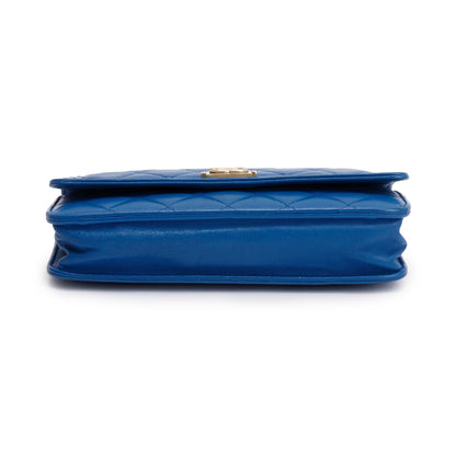 Chanel Blue Lambskin Leather Boy Wallet on Chain