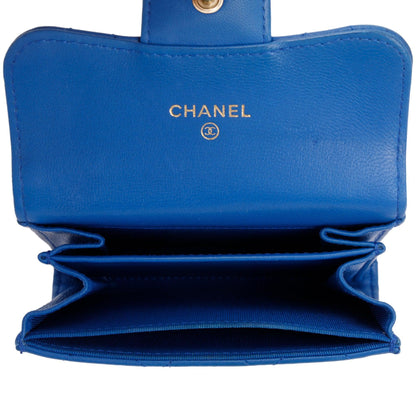 Chanel Blue Lambskin Leather Classic Flap Card Holder