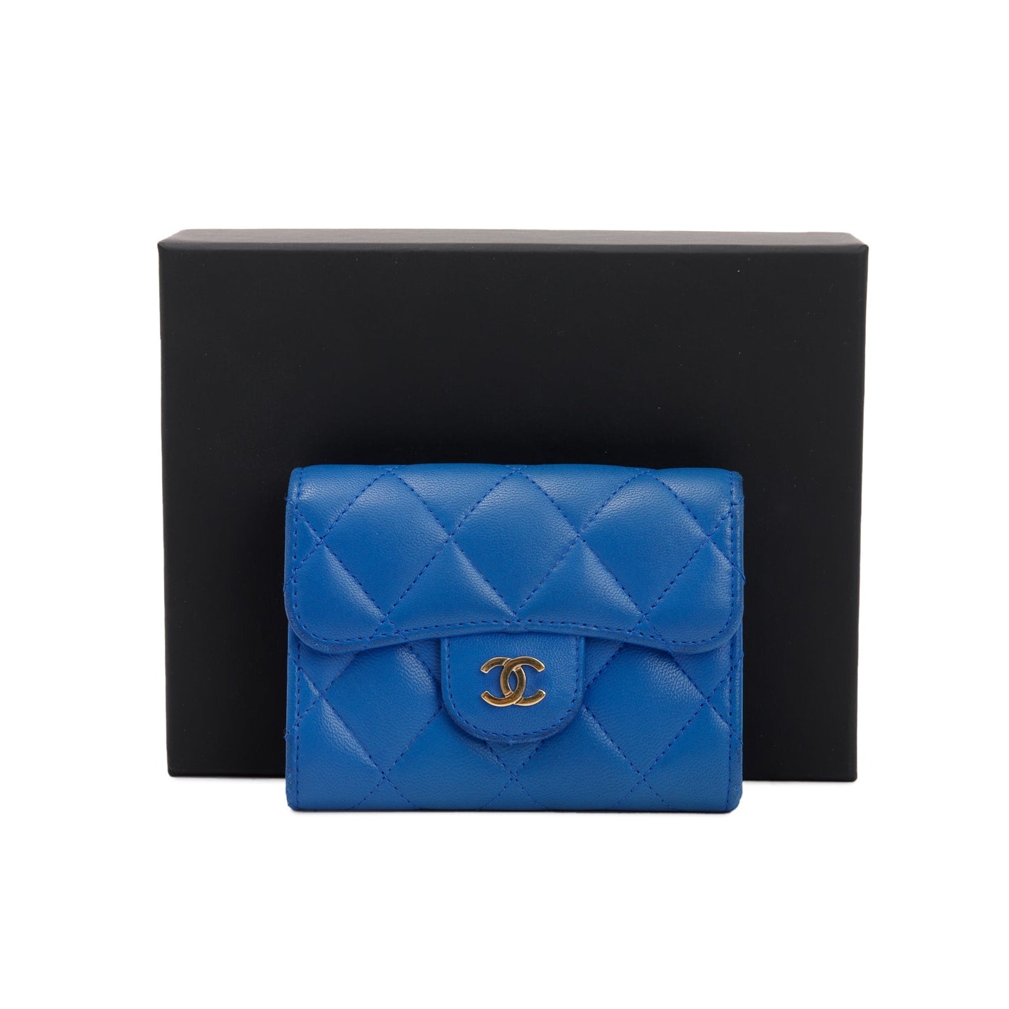 Chanel Blue Lambskin Leather Classic Flap Card Holder