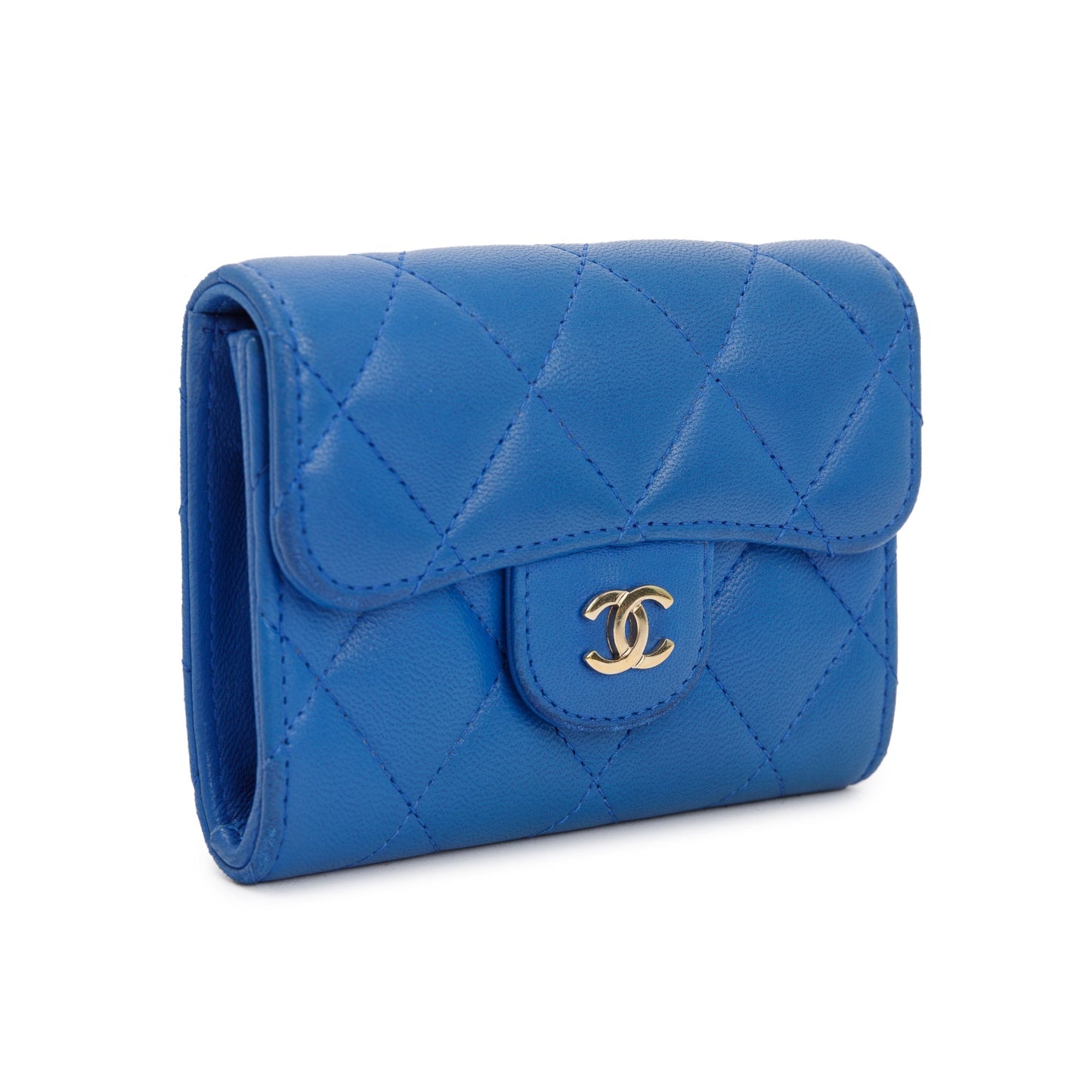 Chanel Blue Lambskin Leather Classic Flap Card Holder
