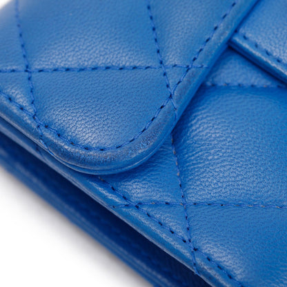 Chanel Blue Lambskin Leather Classic Flap Card Holder